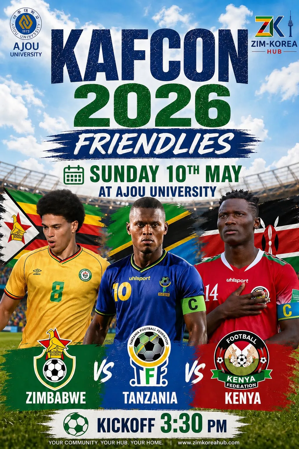 Warriors Warm-Up: Zimbabwe vs Tanzania vs Kenya — Sunday 10 May at Ajou
